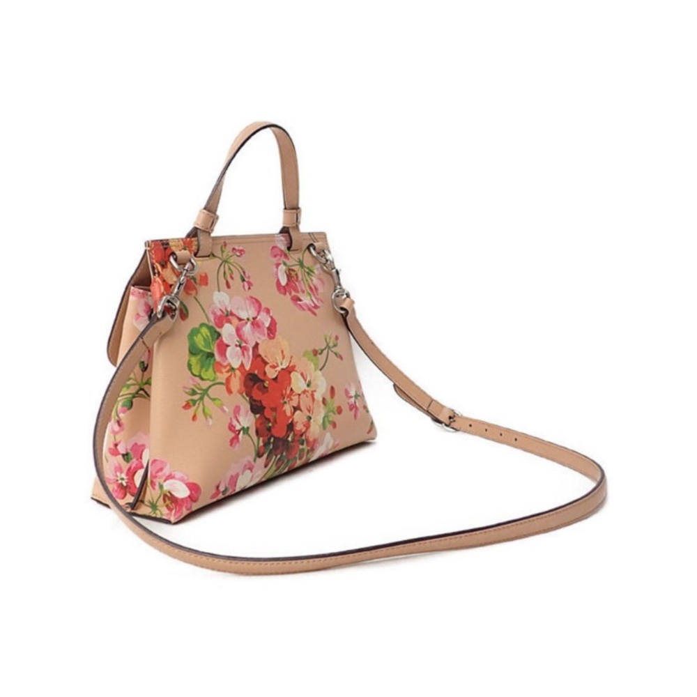 GUCCI Floral Blossom 2Way Shanghai Calfskin Bamboo Top Handel/Shoulder Bag